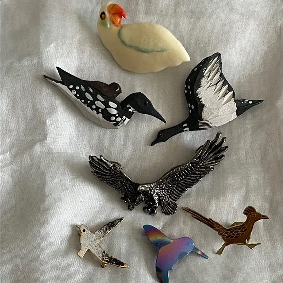 Jewelry - Lot of (7) Mixed bird brooches